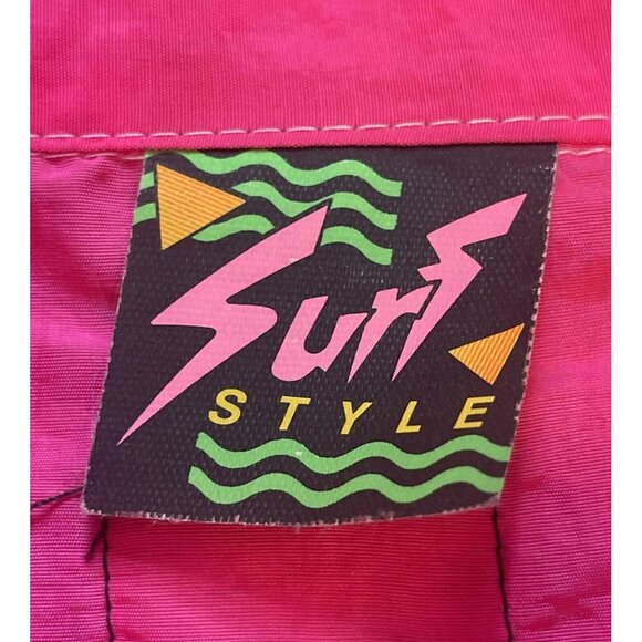 Vintage 90s XL Surf Style Unisex Neon Pink Pullover Windbreaker Jacket USA - Picture 6 of 11